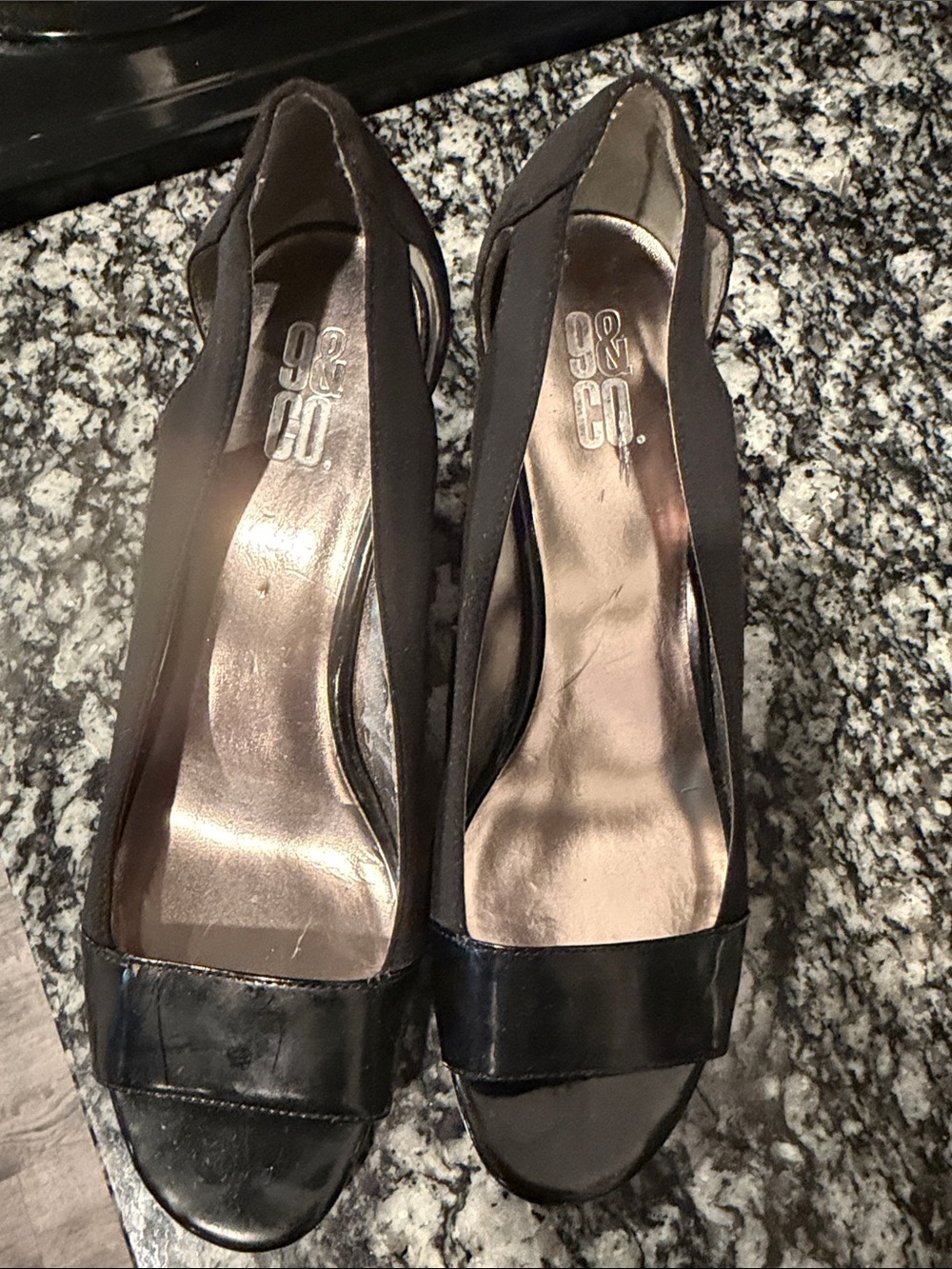 New York & Company Black Peep-Toe Heeled Pumps